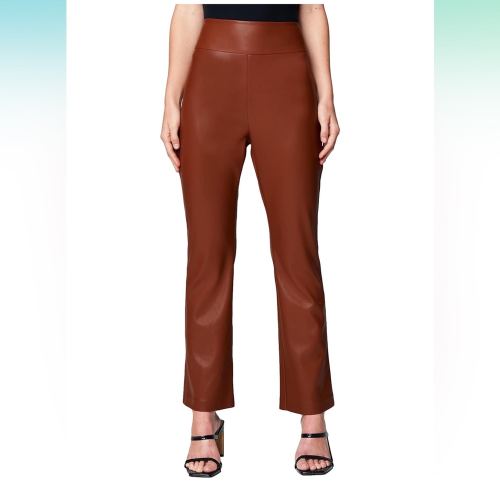 BLANKNYC Vegan Leather Wide Yoke Kick Flare Pants Brown